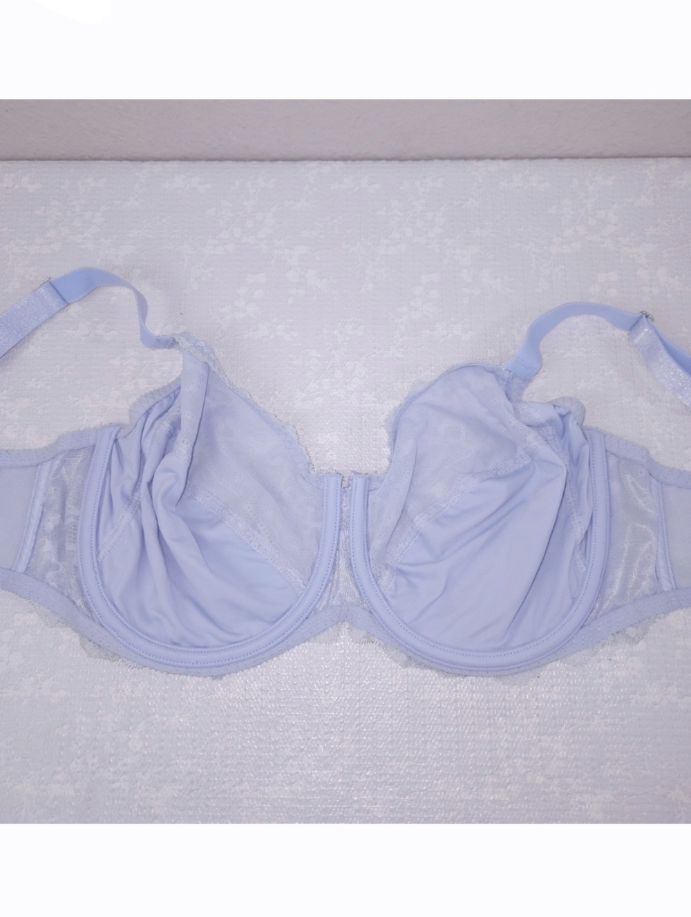 SOLD CHANTELLE Rive Gauche Full Coverage Bra 38DDD Baby Blue Underwire - Picture 4 of 7